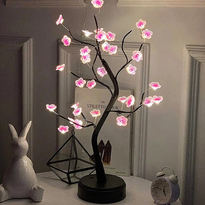 Iluminación LED para árboles florales: decoración romántica para el hogar con luz rosa