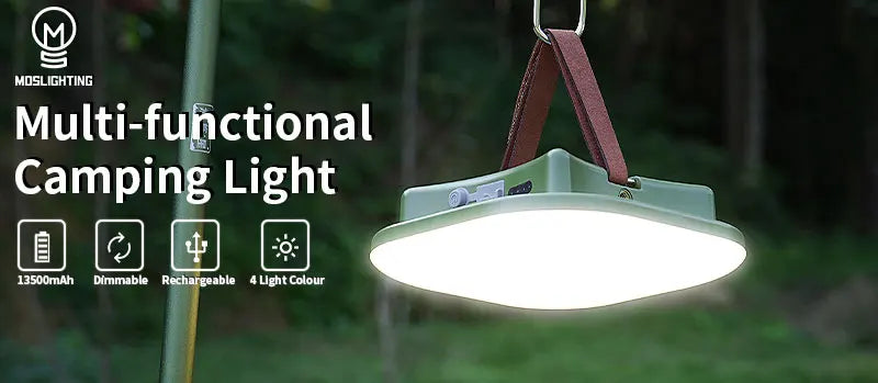 Lámpara de tienda recargable MOSLIGHTING - Iluminación de emergencia portátil para camping al aire libre y mercados nocturnos