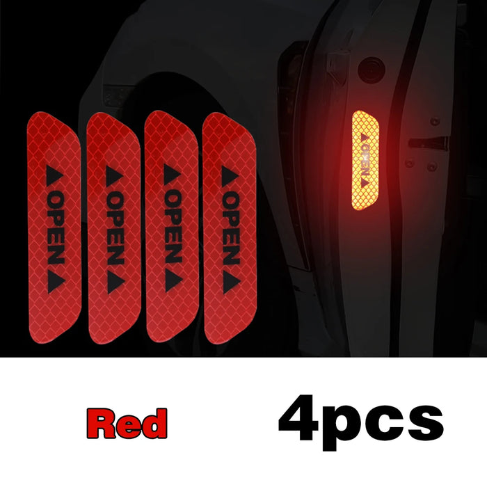 4-Pack Reflective Car Door Stickers – Safety Warning and Open Indicator