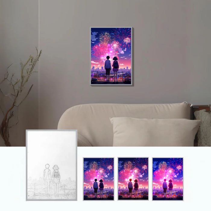 Luz LED nocturna de humor para regalo, lámpara de cómic de pareja de anime, decoración de habitación, lámpara de fuegos artificiales a la luz de la luna, lámpara de noche