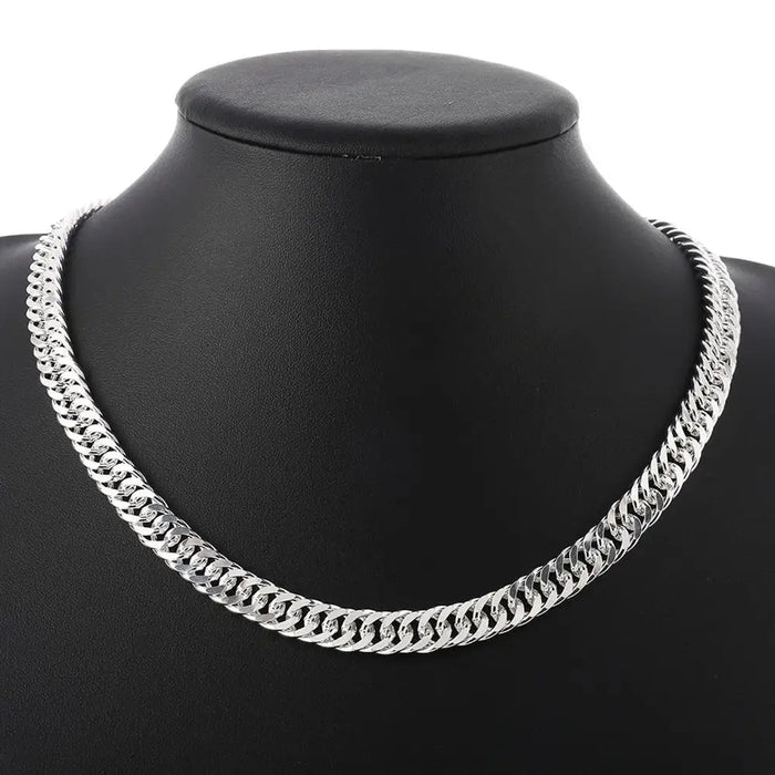 Collier élégant avec maillon fin de 6 mm en argent sterling 925 pour homme et femme – Parfait pour les mariages, fêtes et célébrations – Ajustable 50-60 cm