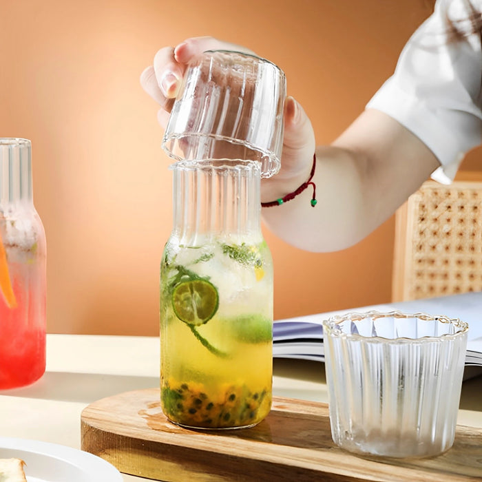 Ensemble de bouteilles d'eau en verre 550ML/600ML, avec carafe à eau en verre et dessous de verre pour le lait, les boissons et le thé