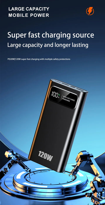 Banque d'alimentation Xiaomi 200 000 mAh 120 W avec charge ultra rapide et affichage numérique pour iPhone, Samsung et Huawei