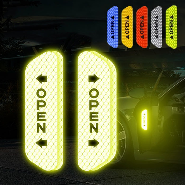 4-Pack Reflective Car Door Stickers – Safety Warning and Open Indicator