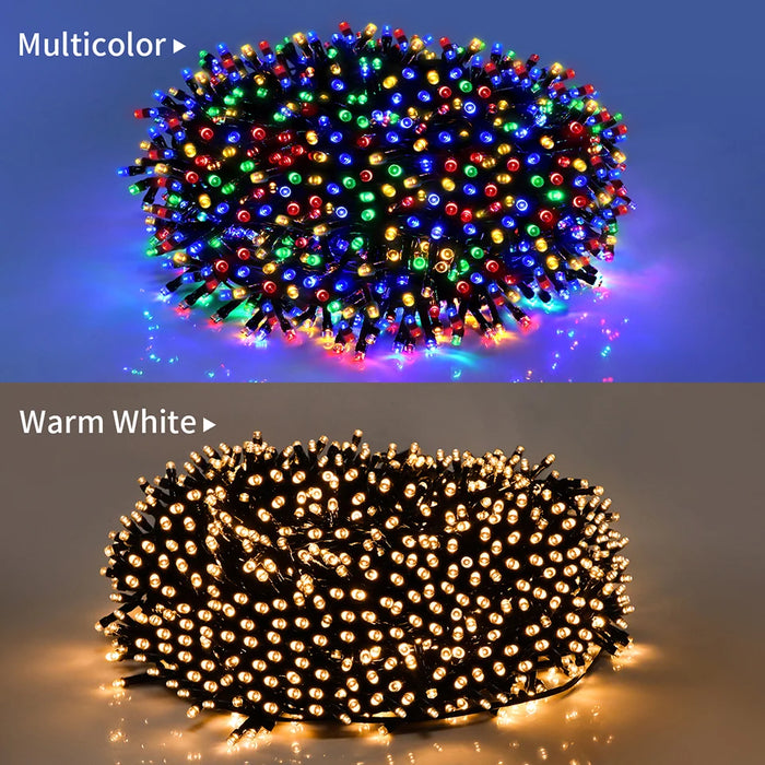 Lumières de Noël LED avec cordes 10/20/50/100 m – Décoration extérieure étanche avec adaptateur EU/US