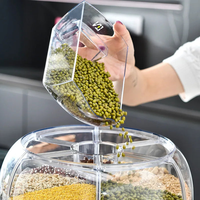 Rotating Sealed Container for Dry Goods - Moisture Resistant Dispenser for the Kitchen