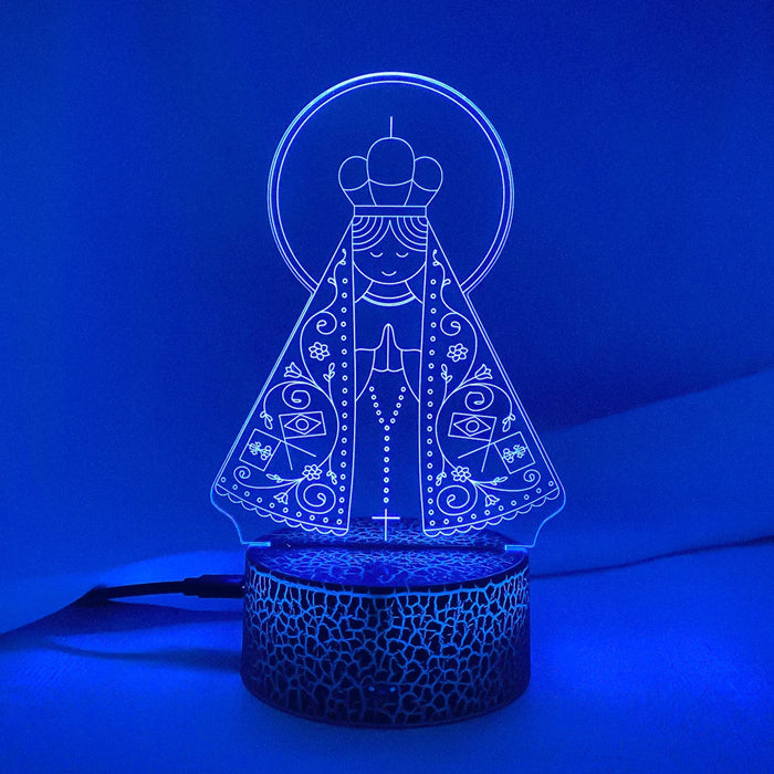 Neues 3D-LED-Nachtlicht „Unsere Liebe Frau von Aparecida“ für die Kirchendekoration – cooles Geschenk für Gläubige, USB- und batteriebetriebene Tischlampe