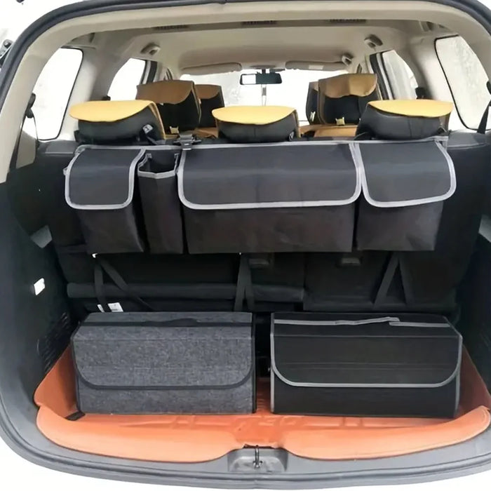 Boîte de rangement de voiture portable et pliable, boîte multifonctionnelle en tissu feutré pour l'organisation du coffre