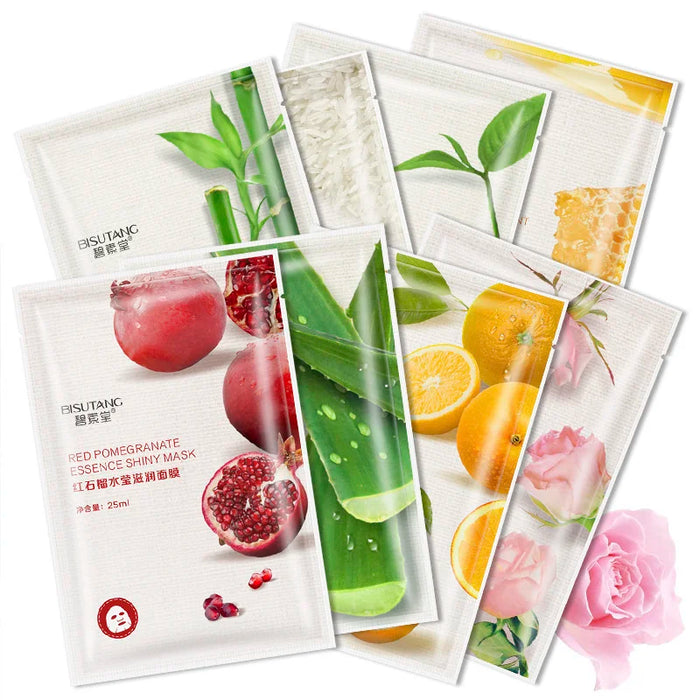 30er-Pack BIOAQUA-Gesichtsmasken – Koreanische Hautpflege mit Aloe Vera, Olivenöl, Granatapfel und grünem Tee