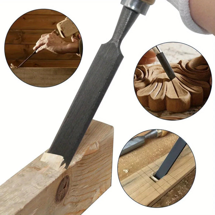 Ergonomisches 4-teiliges Holzset mit praktischem Meißel zum Holzschnitzen – 8, 12, 16 und 20 mm DIY-Werkzeugset