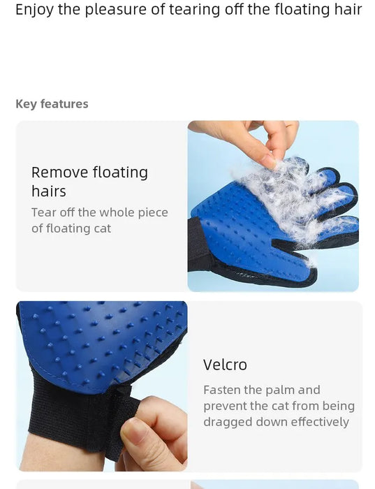 Gants en silicone pour animaux de compagnie - Épilation des poils de chat et de chien avec des gants en caoutchouc