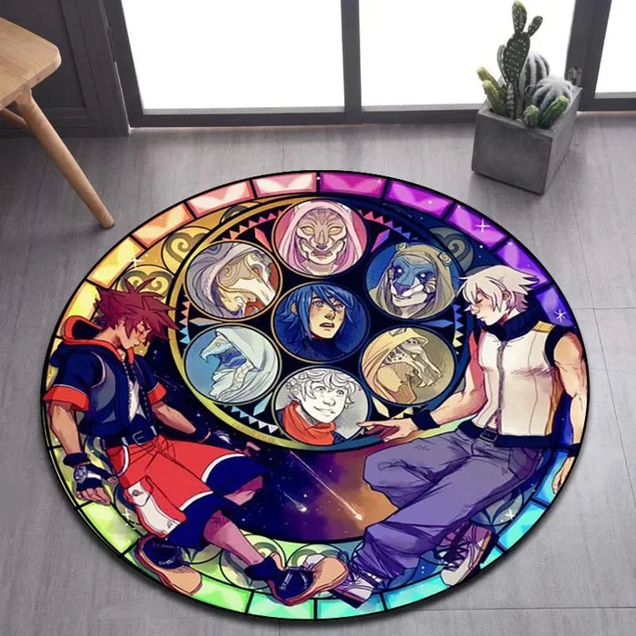 Tapis rond à motif de dessin animé Kingdom Hearts pour la maison, tapis de sol antidérapant pour salon, salle de bain et cuisine