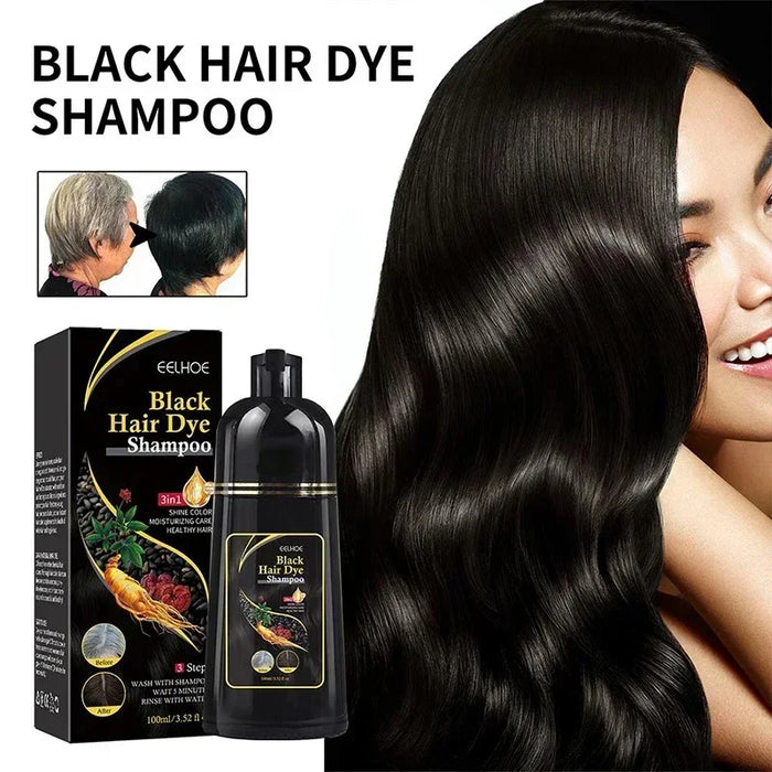 100ml Natural Herbal Hair Color Shampoo 3-in-1 for Gray Hair - Dark Brown and Black Shades for Men and Women - Coverage 2024