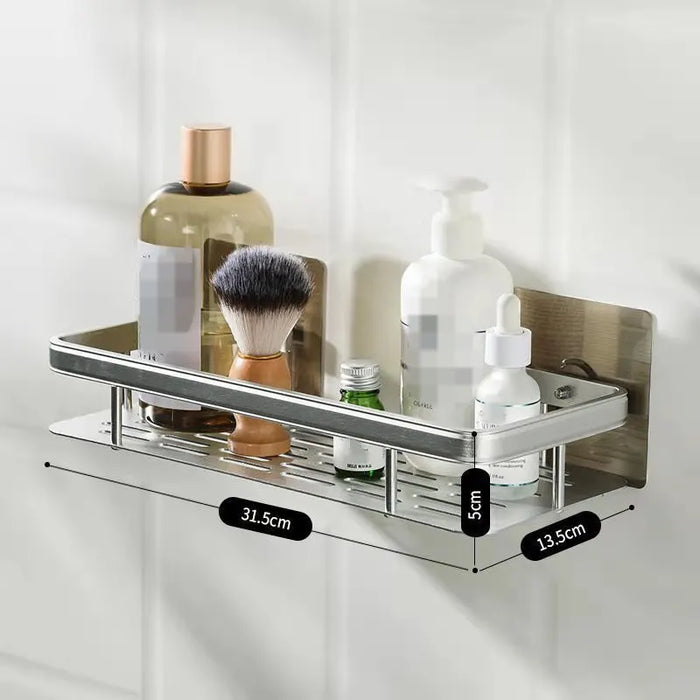 Étagère de salle de bain résistante aux chocs, support mural de rangement de shampoing pour support de cuisine, carré en aluminium, organisateur de bain, accessoires