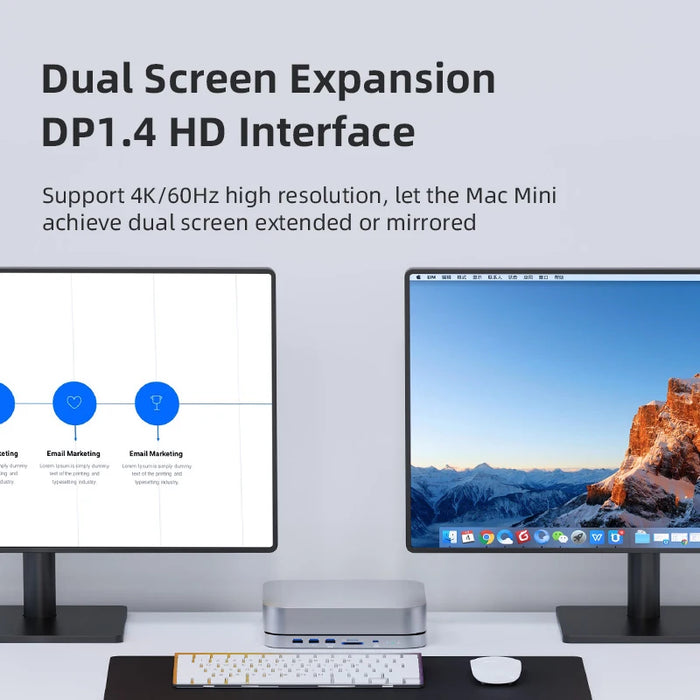 Hagibis USB-C Hub for Mac mini M1/M2 with 2.5 SATA NVME M.2 SSD HDD Case and USB-C Gen 2 DP SD/TF Docking Station