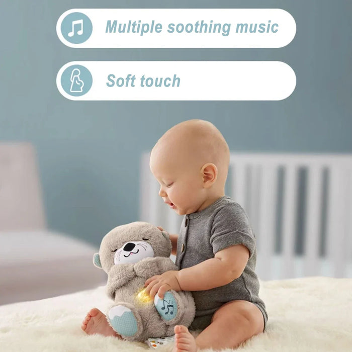 Nutria que respira, juguete musical de peluche para dormir y jugar, nutria con sonido ligero, regalos sensoriales innovadores para bebés