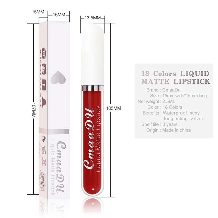 Sexy langanhaltender samtmatter Lipgloss, flüssiger Lippenstift, Make-up für Frauen, Schönheit, rot, nicht klebend, kupferfarben, wasserfester Lipgloss