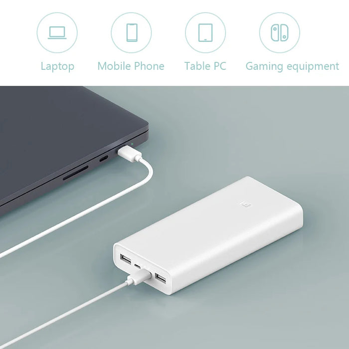 Xiaomi Powerbank 3 20000 mAh PLM18ZM 18 W 2-Wege-Schnellladung USB C tragbarer externer Akku