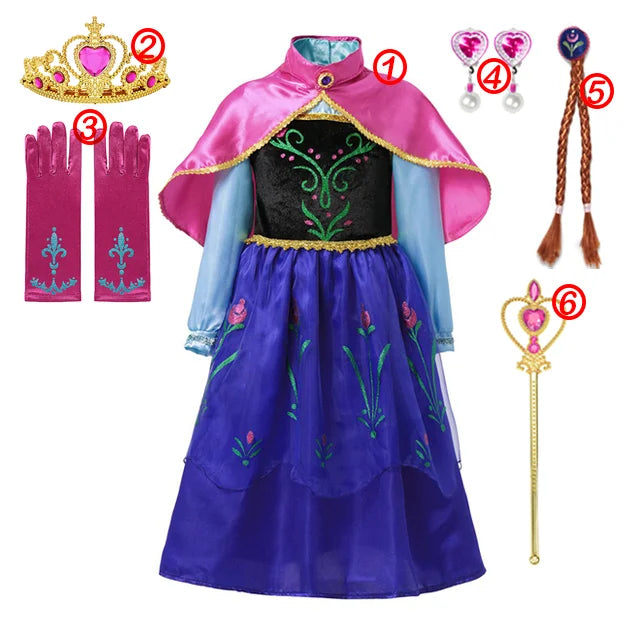 Disney Frozen Vestido para Niña - Vestido de Princesa con Lentejuelas y Red para Carnaval Cosplay de Blancanieves Reina Elsa y Anna