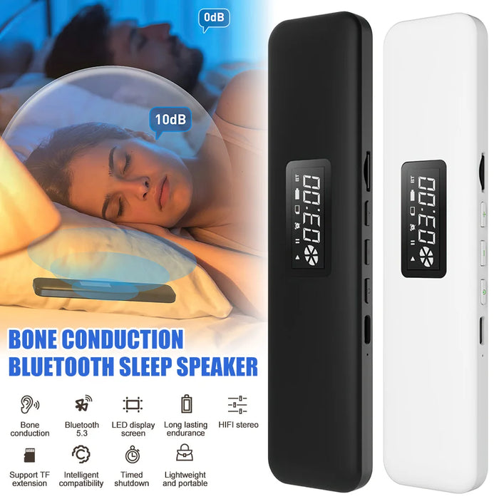 Haut-parleur Bluetooth portable sous l'oreiller à conduction osseuse, caisse de résonance rechargeable pour stéréo sans fil et bruit blanc pour un meilleur sommeil