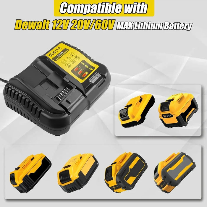 Chargeur de batterie Li-ion DCB112 pour Batteries Lithium-Ion Dewalt 12V 18V 20V/60V MAX DCB200 DCB205 DCB120 DCB609 DCB606 Contact US/EU