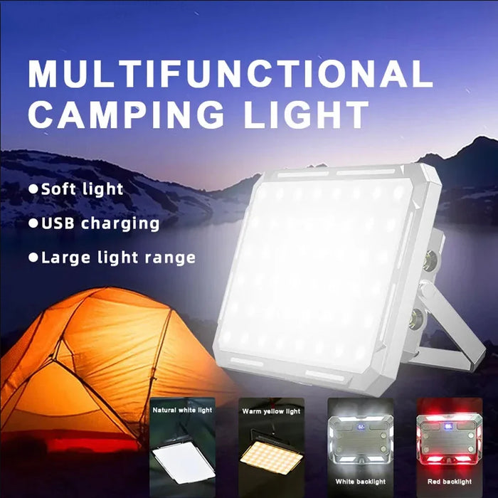 Luz LED portátil para acampar con luz de búsqueda recargable, luz nocturna colgante de emergencia, resistente al agua y de alta potencia