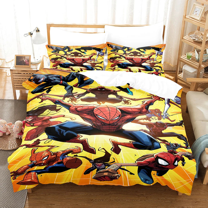 Spiderman-Bettwäsche-Set mit Bettdecke – universelles Design für Kinder und Erwachsene, modernes bedrucktes Doppelbett, einschließlich King-Size-Bett