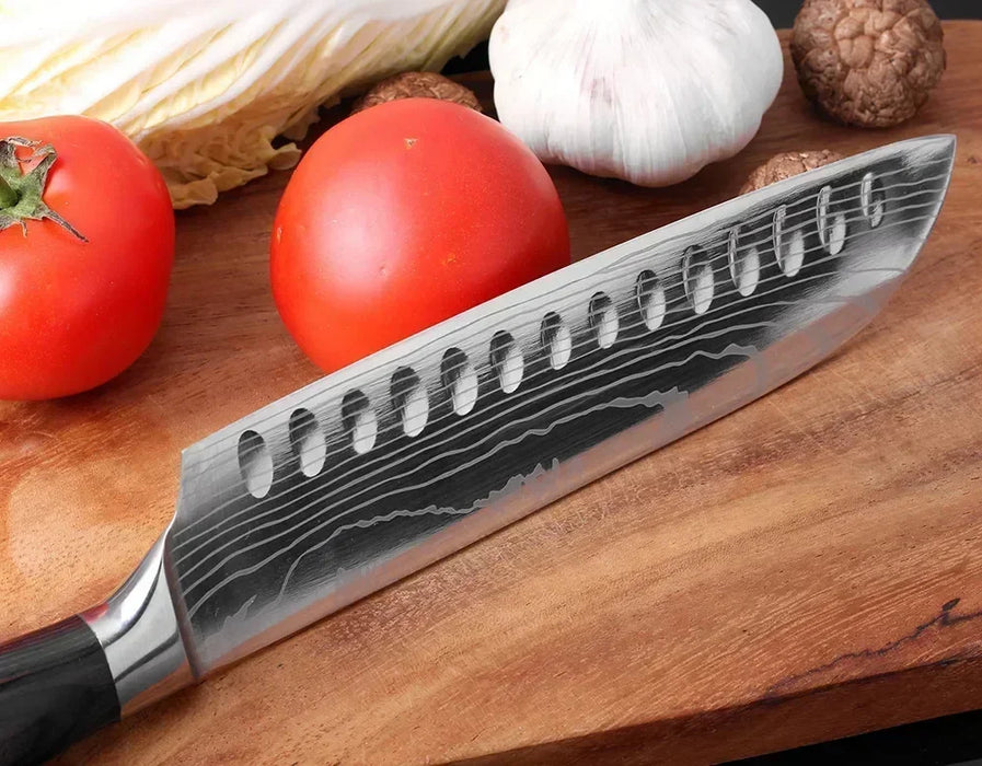 Professionelle Damast-Kochmesser, japanisches Santoku, Fleischmesser, Edelstahl-Knochenmesser und Metzgermesser