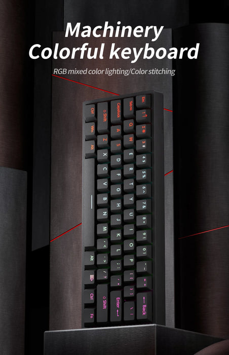 MUCAI MK61 USB Gaming Mechanical Keyboard 61 Keys Red Switch Cable with Detachable RGB Backlight Hot Swappable