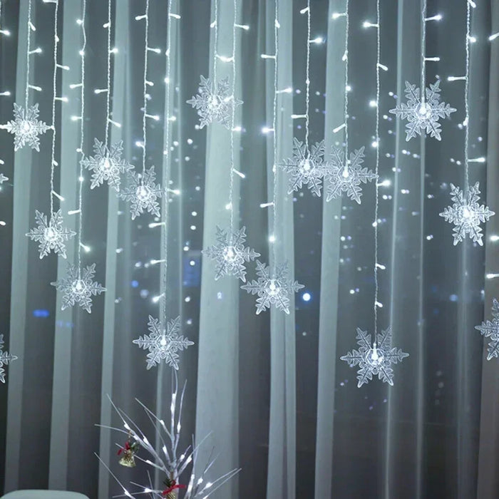 Lumières de flocon de neige LED de 3.5M-rideaux lumineux clignotants pour la décoration et la fête de noël, mariages et vacances imperméables