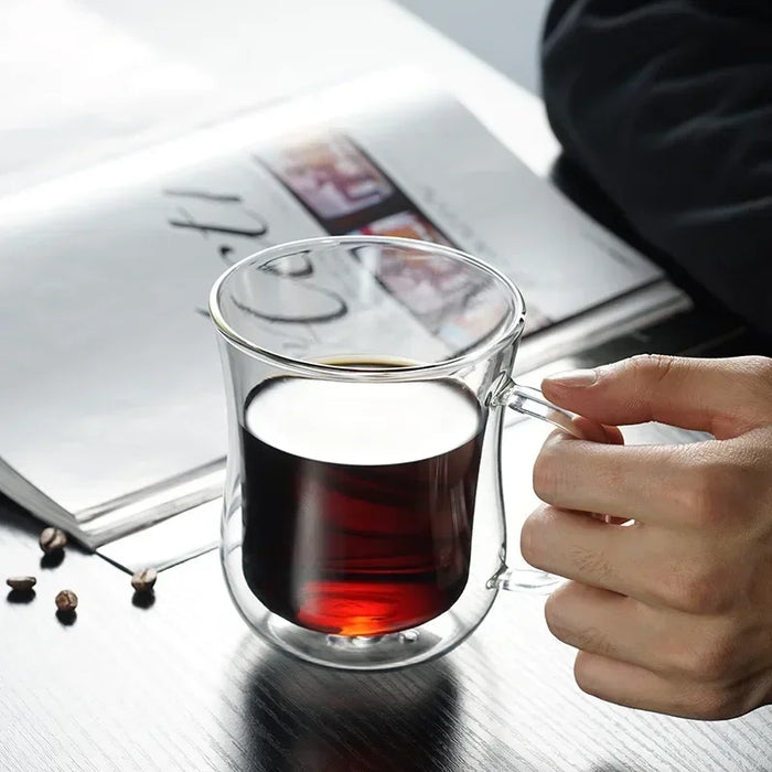 Ensemble de tasses en verre à double paroi résistantes à la chaleur pour la bière et le café – Tasses faites à la main pour le thé et le whisky, verre à boire transparent