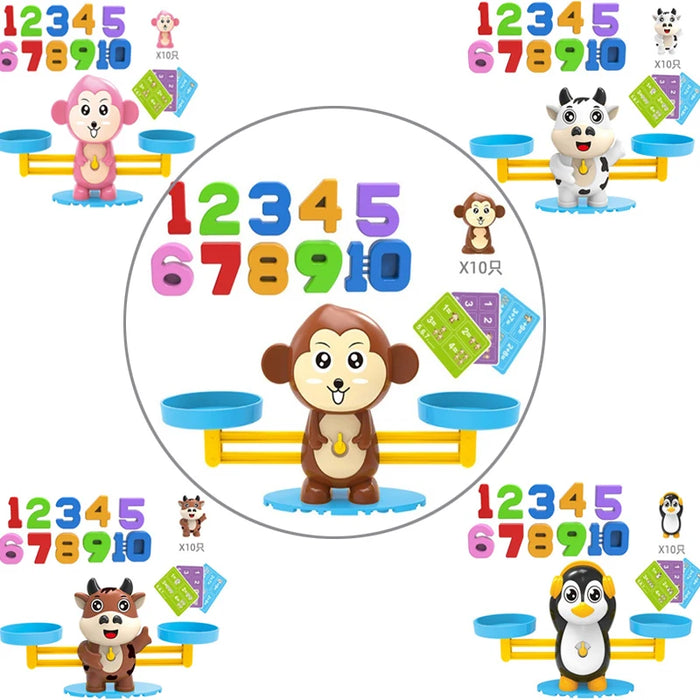 Jouet mathématique Montessori, équilibre singe, jeu éducatif pour bébé, jouets d'apprentissage des nombres, matériel pédagogique