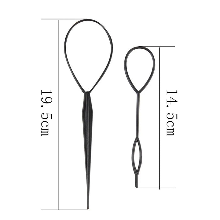 Ponytail Maker Lot de 2 – Outils en plastique noir pour queue de cheval et tressage de cheveux, idéal pour les femmes et les filles