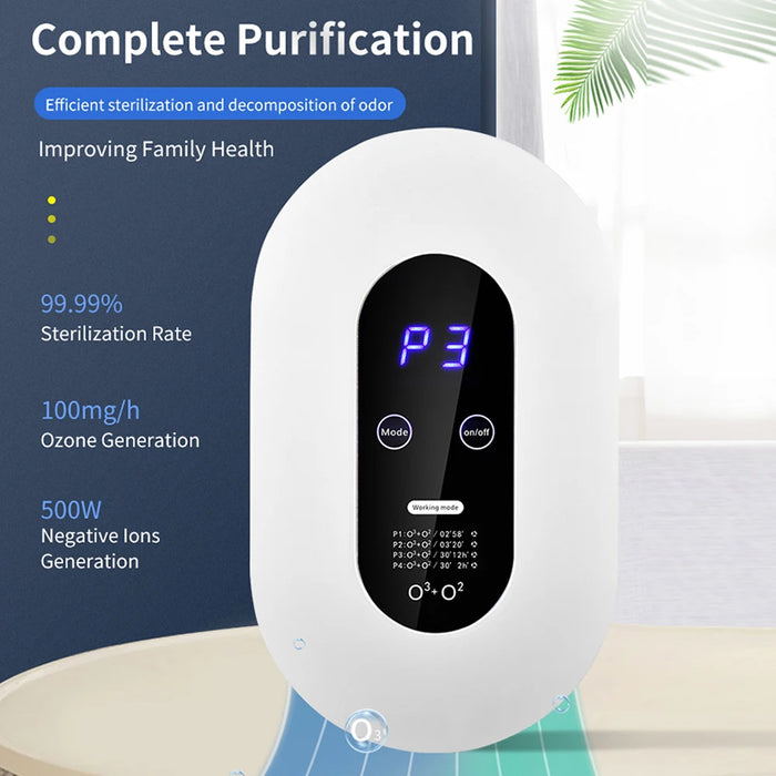 Purificateur d'air avec ions négatifs et ozone, stérilisateur pour cuisine et toilettes, élimine le formaldéhyde et les odeurs désagréables, désodorisant pour animaux et chambres