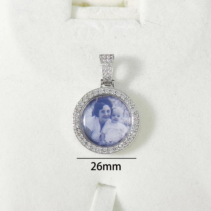 Personalisierte, lasergravierte Foto-Halskette für Männer und Frauen – individueller Schmuck mit jedem Bild, runder Anhänger in den Größen 26/35/45/68,5 mm