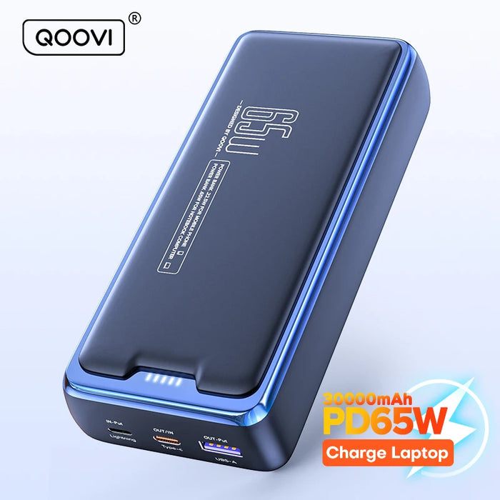 QOOVI Powerbank 30000 mAh, externer Akku, Kapazität PD 65 W, schnelles Aufladen, tragbares Ladegerät für Laptop, iPhone und Samsung