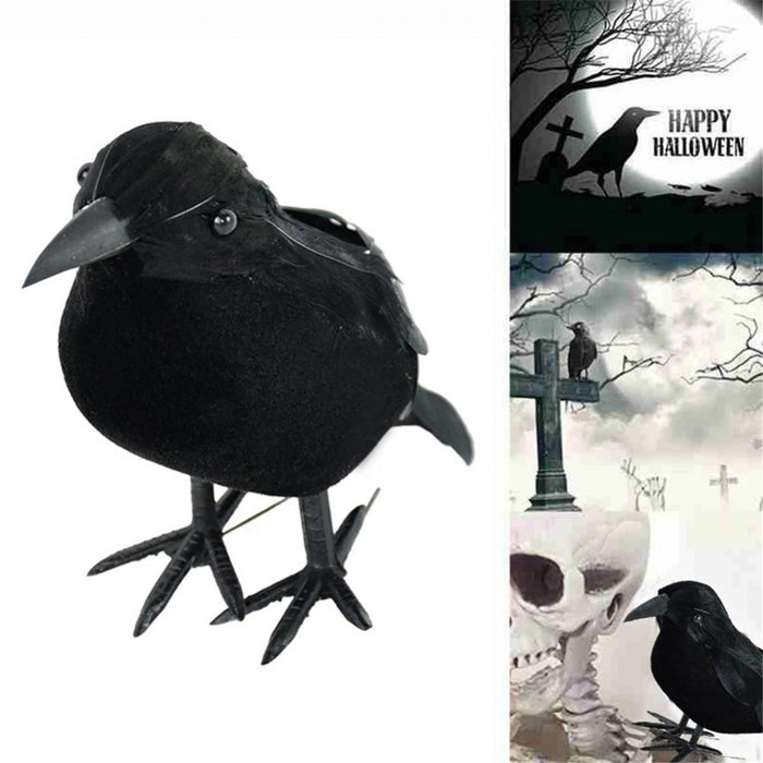 Décoration d'Halloween Simulation Black Crow - Accessoires d'oiseaux effrayants pour les festivités