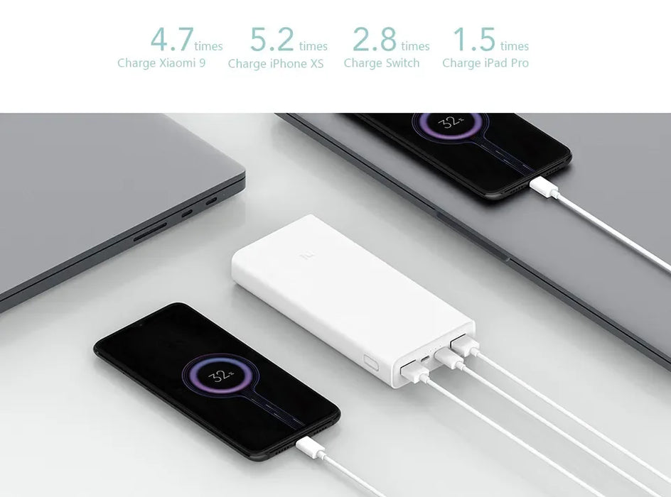 Xiaomi Powerbank 3 20000 mAh PLM18ZM 18 W 2-Wege-Schnellladung USB C tragbarer externer Akku