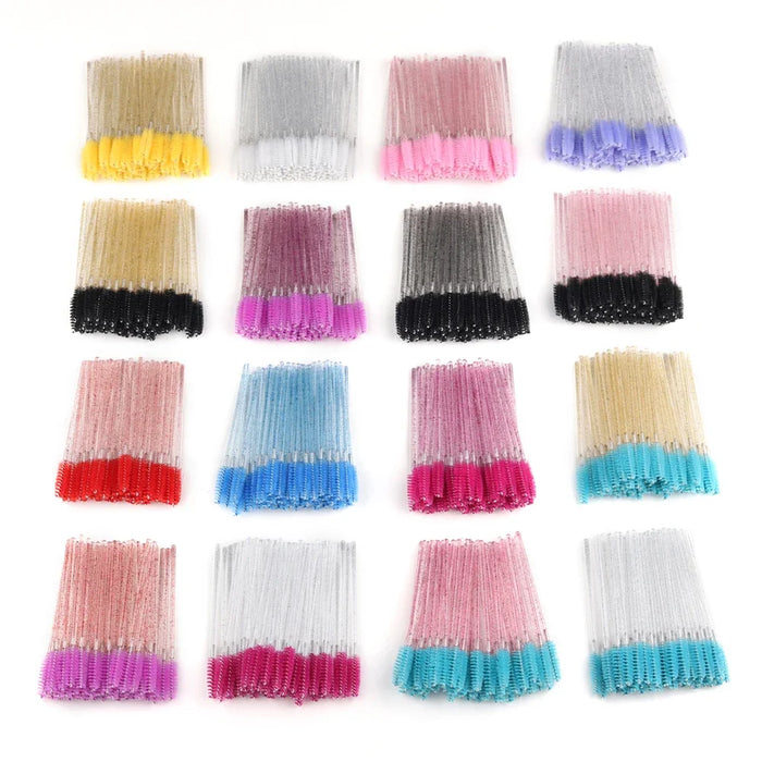 Paquet de 50 brosses à cils jetables-brosse en cristal pour sourcils et mascara pour le maquillage et les soins de beauté