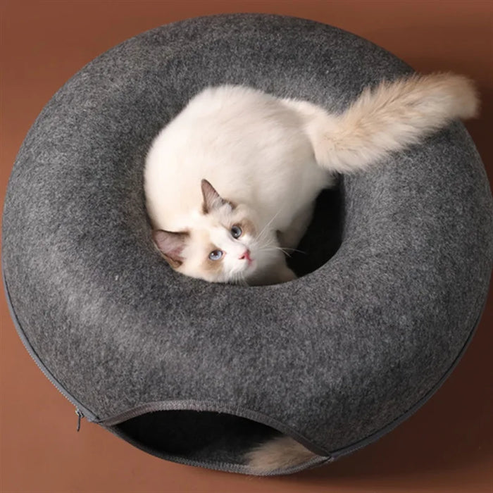 Donut Cat Bed Interactive Cat Tunnel Play Opportunity Dual Use Indoor Cat Equipment Cat Training Toy Cat House