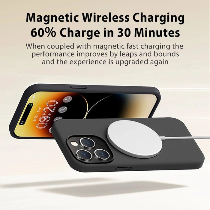 Magnetic Silicone Case for Magsafe Wireless Charging for iPhone 15 14 13 12 Pro Max Plus - Soft and Shockproof Phone Accessory