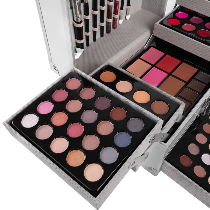 Make-up-Set für Frauen – Komplettset mit Gesichtspuder, Lidschattenpalette, Lippenstift, Make-up-Pinseln, Highlighter und Bronzer