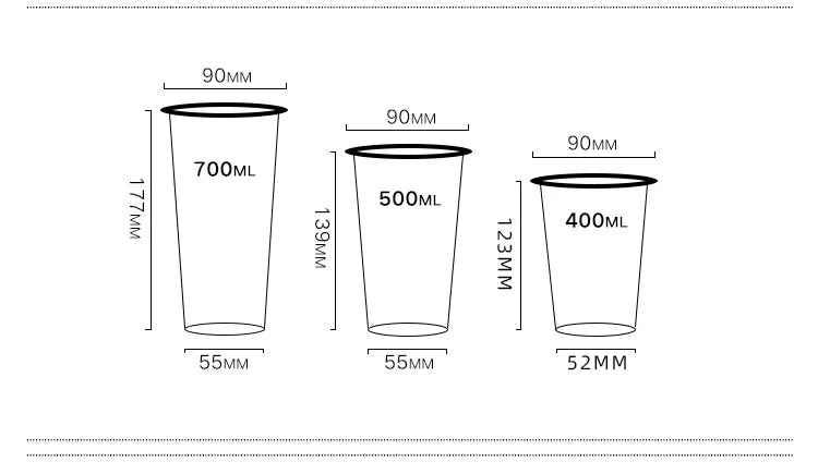 Vaso de plástico desechable para té con leche y ensalada de frutas - 90 mm, bebida fría con gelatina de hierba, embalaje para catering