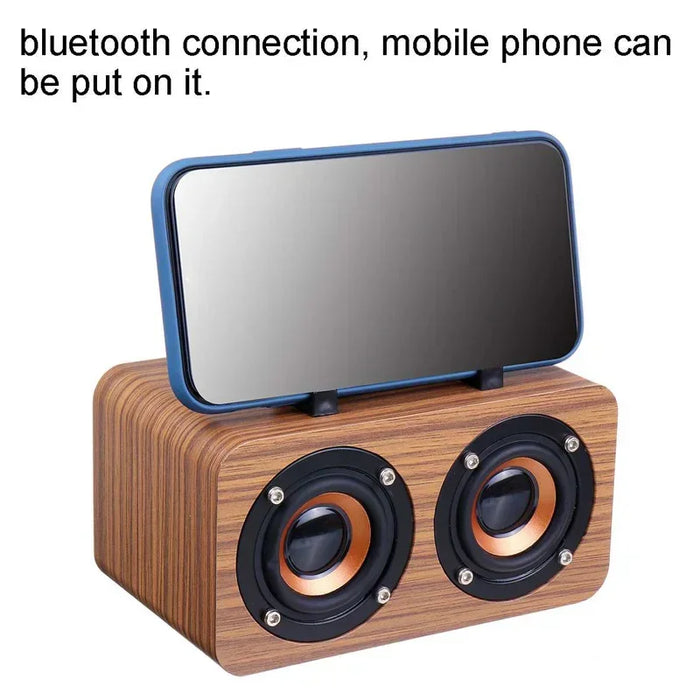 Kabellose Holzlautsprecher mit Doppel-Subwoofer und Bluetooth, tragbarer MP3-Player mit TF-USB für Zuhause