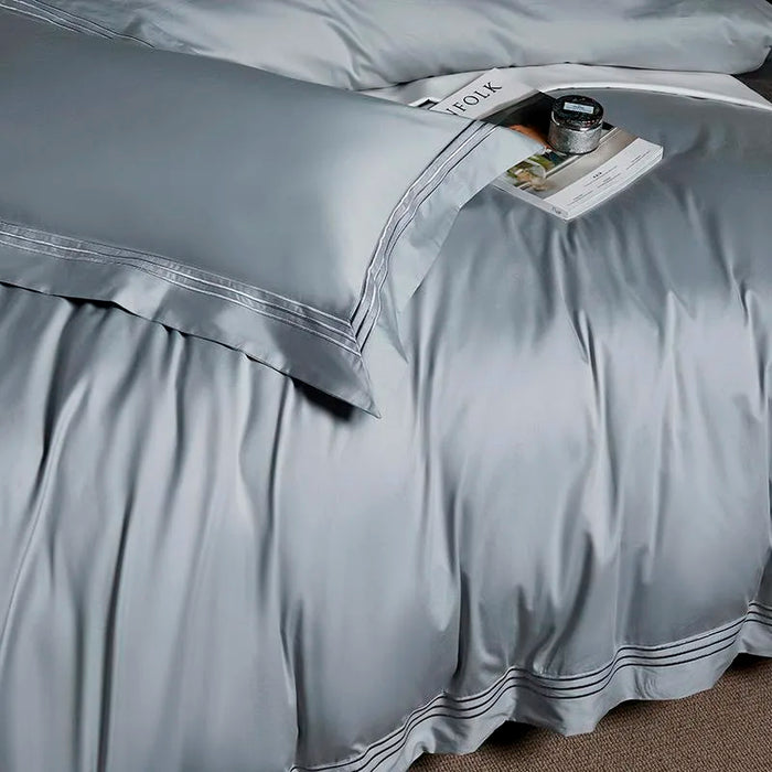 Luxuriöses 1000TC-Bettwäscheset aus ägyptischer Baumwolle, 4/6-teilig, Doppelbett, Queen-Size-US-King-Size-Größe, 3-zeilig bestickte Steppdecke, Bettlaken und Kissenbezug