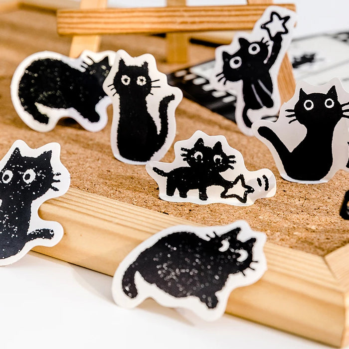 45 autocollants chat noir Kawaii - autocollants charmants pour scrapbooking, agenda et planificateur