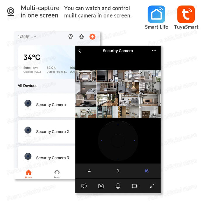 Fuers 5MP WiFi Kamera Tuya Smart Home Indoor Drahtlose IP Überwachungskamera AI Erkennung Automatische Tracking Sicherheit Baby Monitor