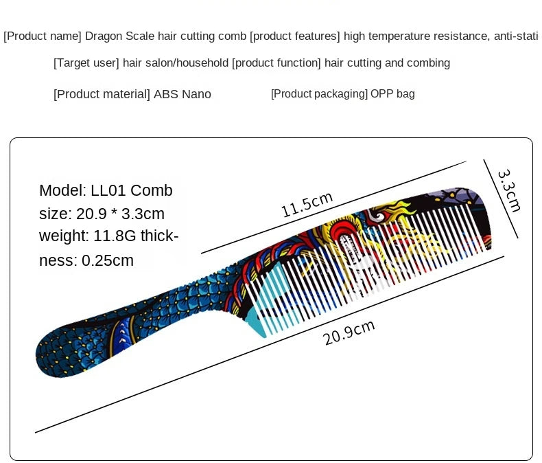 FnLune Peine de Peinado con Personalidad de Dragón Chino para Peinado Profesional, Peine de Cola con Puntos Unisex