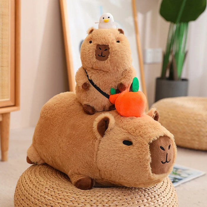 Sombrero de fresa Capybara, juguete de peluche, mochila de tortuga de simulación, Animal de peluche de Capybara, colgante de tamaño pequeño