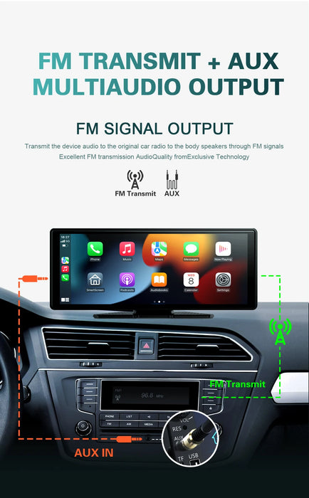 XUDA Universal 10,26 Zoll Autoradio Multimedia WIFI Video Player Wireless Carplay & Android Auto für Apple oder Android MP5 Player